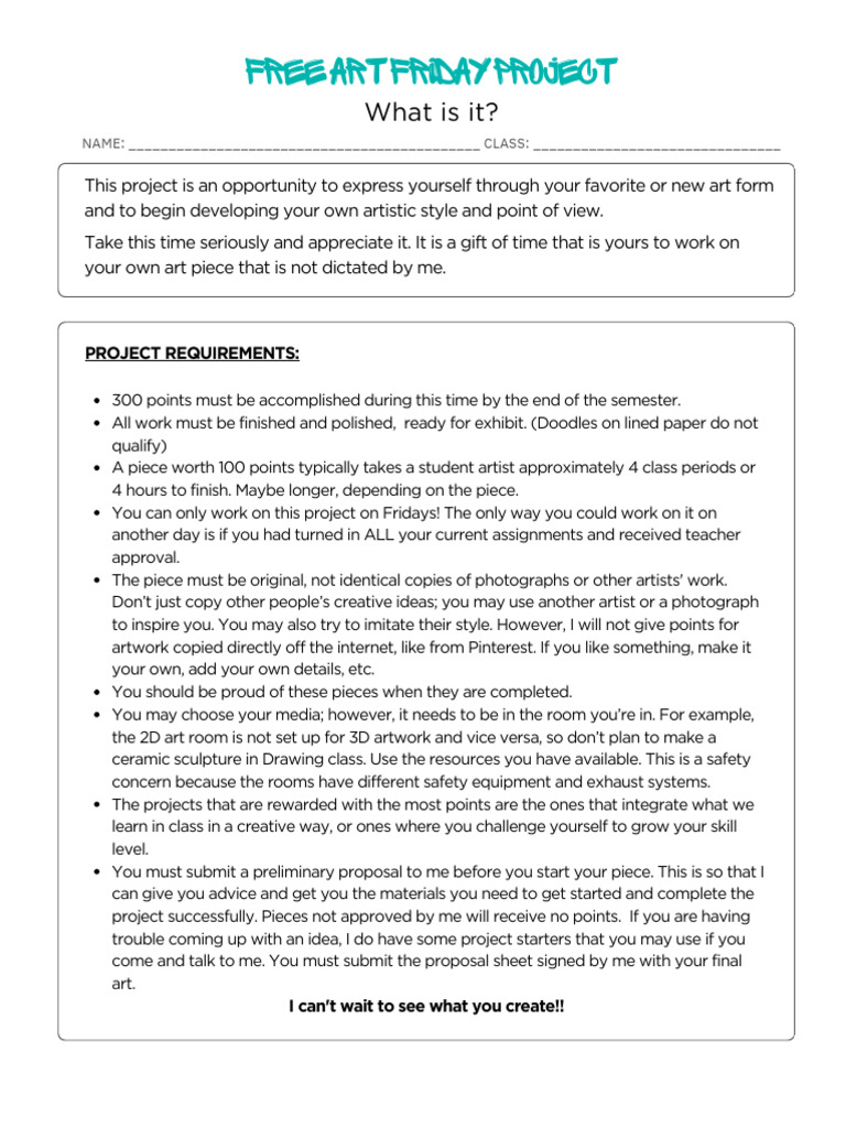 Free Art Friday Project Guidelines | PDF | Knowledge | Cognition