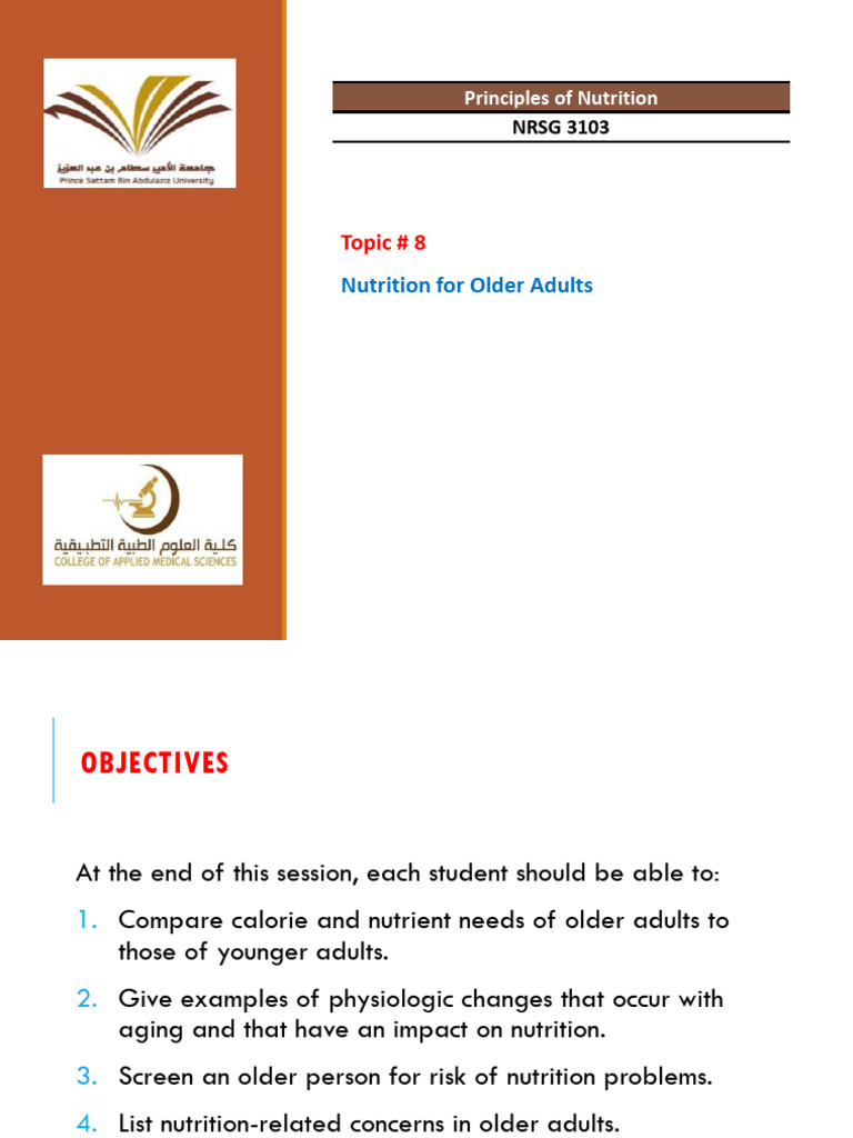 Nutrition Needs for Older Adults | PDF | Diet & Nutrition | Nutrition