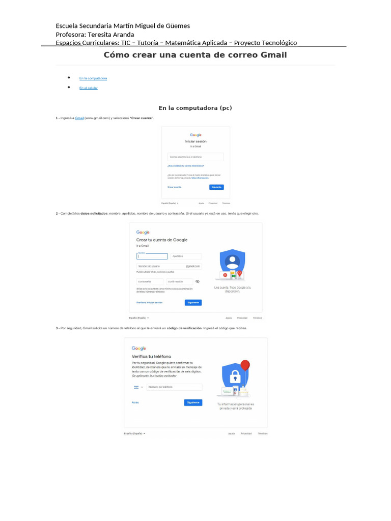 Cómo crear una cuenta de Gmail fácilmente | PDF | Gmail | Contraseña