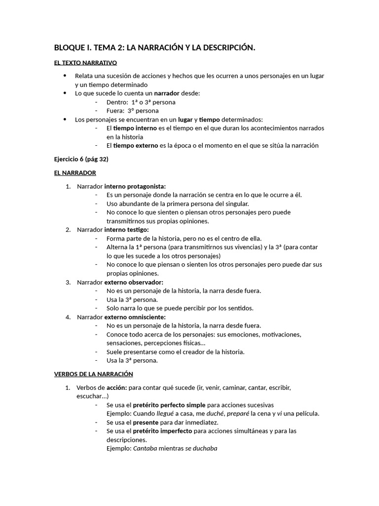 4 ESO. BLOQUE 1. TEMA 2. NARRACI%C3%93N Y DESCRIPCI%C3%93N | PDF ...