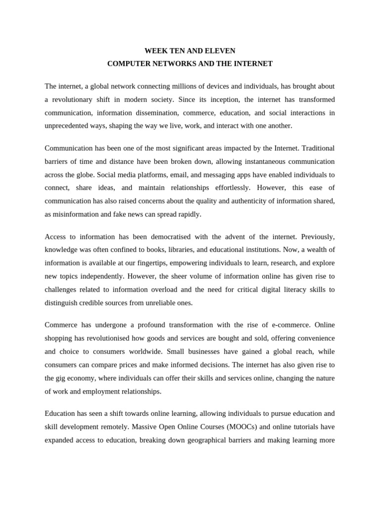 Cos 111 Week Ten and Eleven Lecture Note | PDF | Computer Network ...