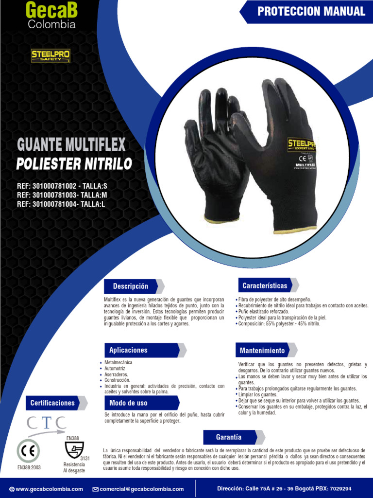 Guantes Multiflex de Poliester y Nitrilo | PDF | Guante