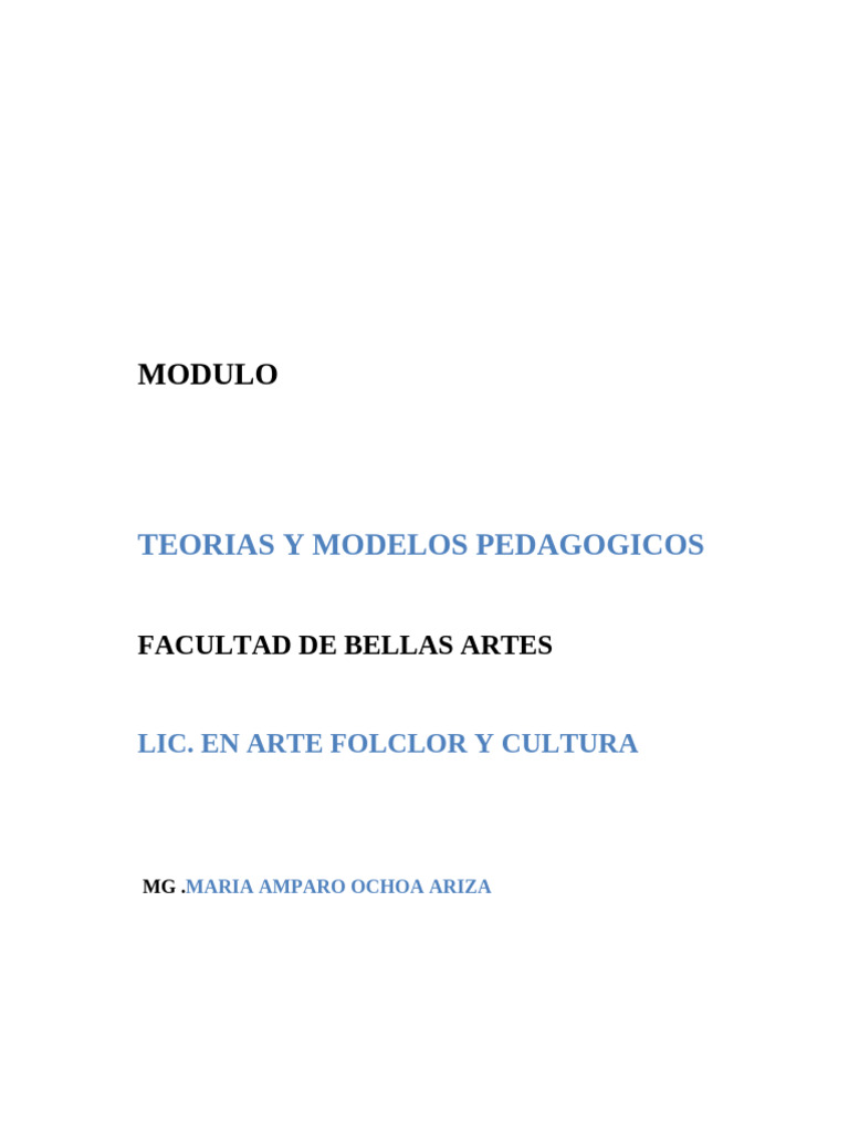TEORIAS Y MODELOS PEDAGOGICOS | PDF | Maestros | Pedagogía
