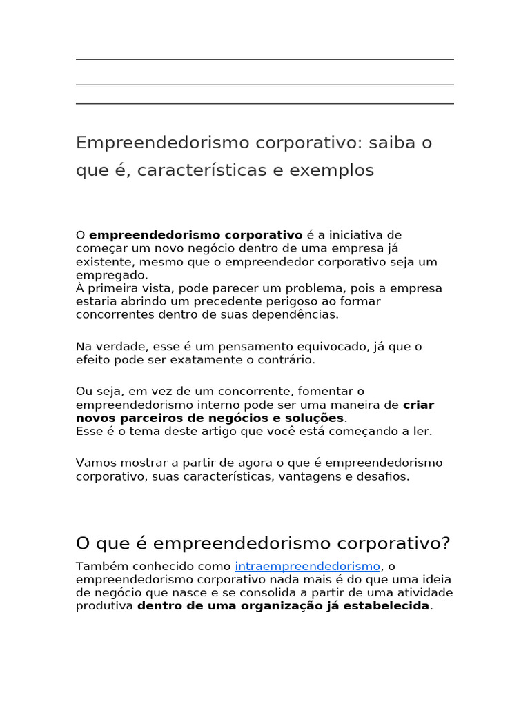 Empreendedorismo Corporativo: Definição e Vantagens | PDF ...