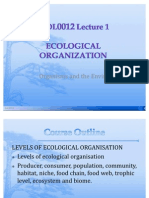 BIOL0012 Lecture 1. Ecological Organization