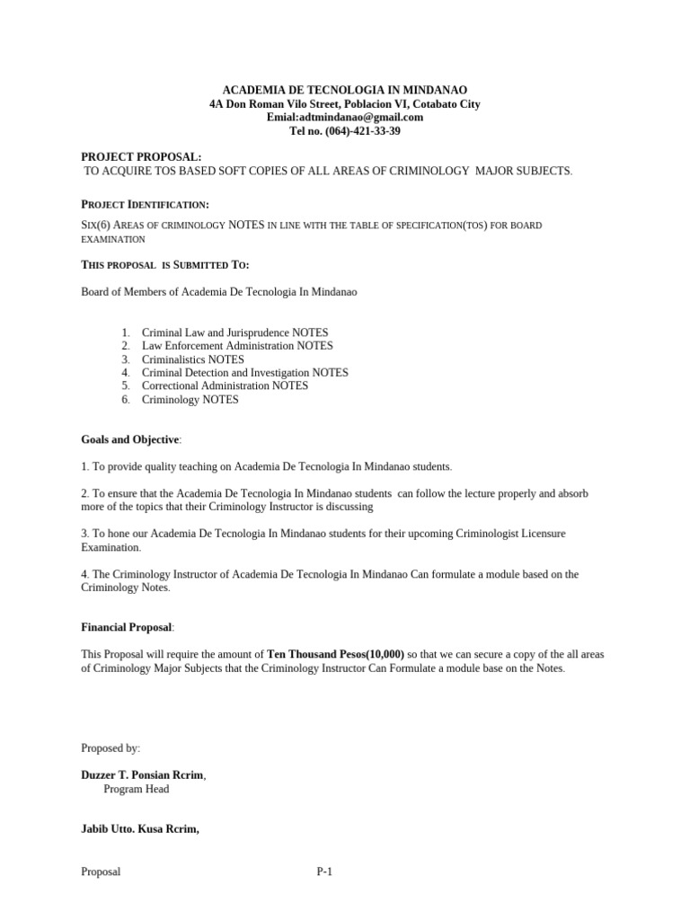 Criminology Study Materials Proposal | PDF
