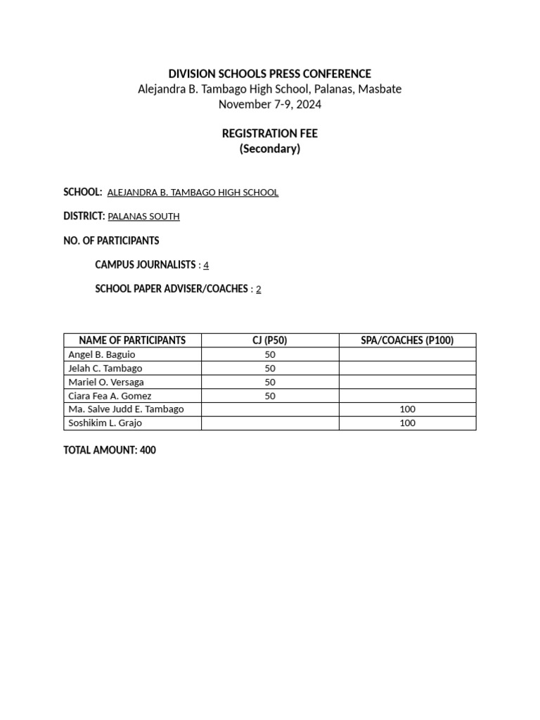 Division Schools Press Conference 2024 | PDF