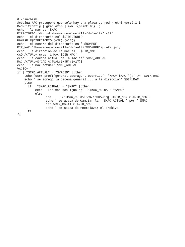 Script Bash para Evaluar y Reemplazar MAC | PDF