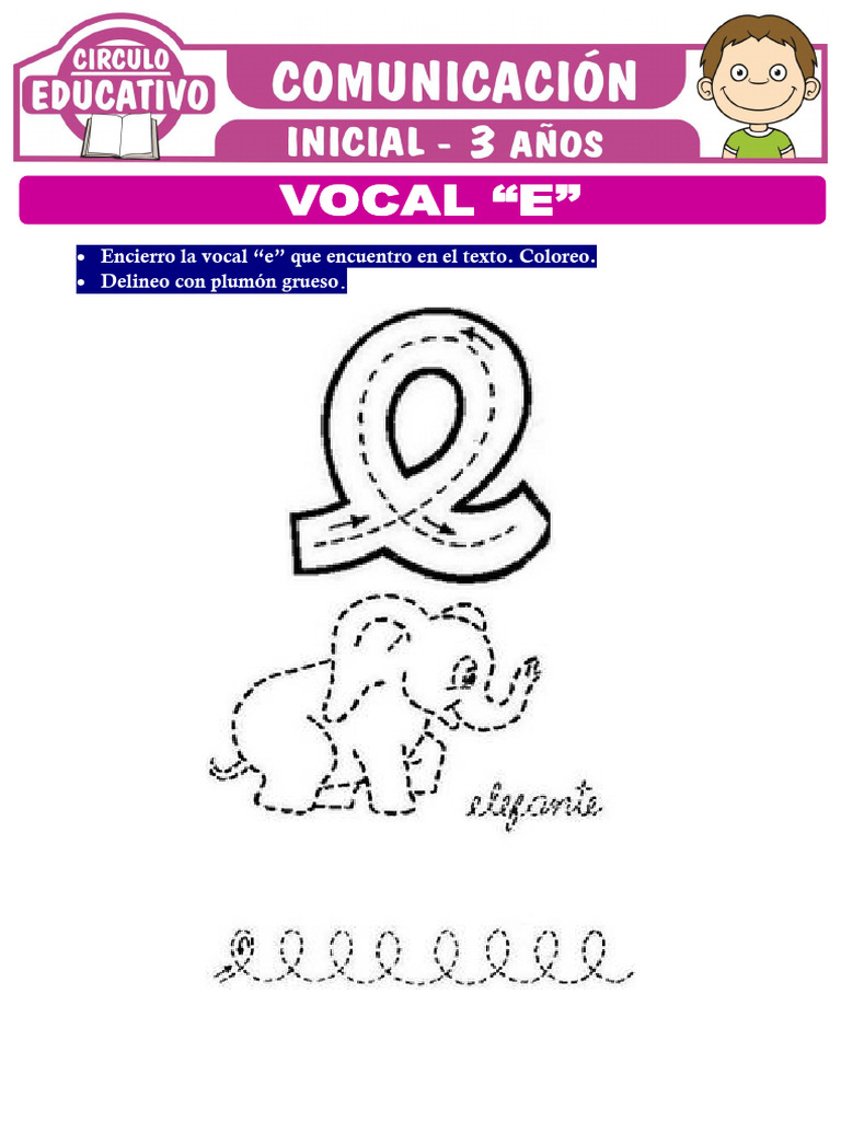Actividades para aprender la vocal E | PDF