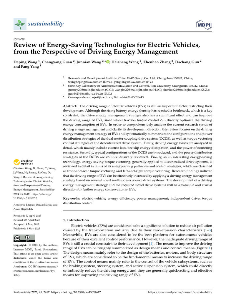 Sustainability 15 07617 | PDF | Electric Motor | Electric Vehicle