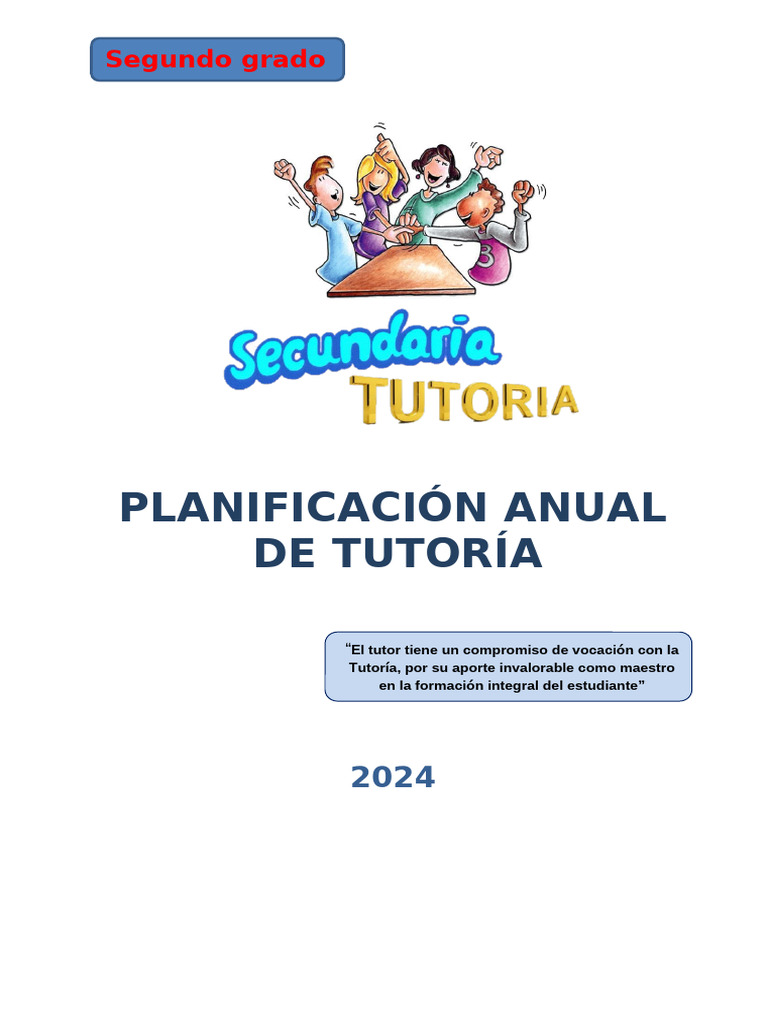 Plan Anual de Tutoría 2024 para 2° Grado | PDF | Enseñando | Aprendizaje
