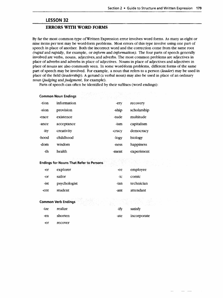 Common Word Form Errors in English | PDF | Adverb | Adjective