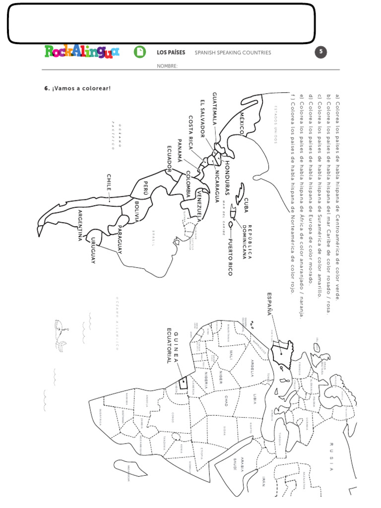 Coloreando Países de Habla Hispana | PDF