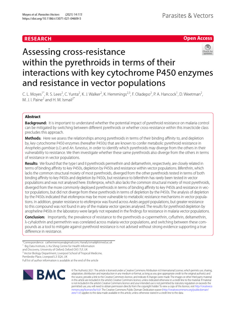 Assessing Cross-Resistance Within The Pyrethroids in Term of Their ...