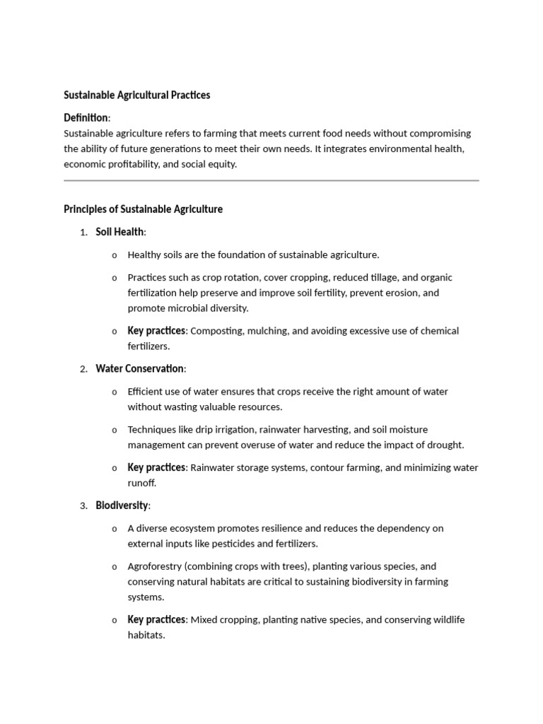 Sustainable Agricultural Practices Pdf Sustainable Agriculture