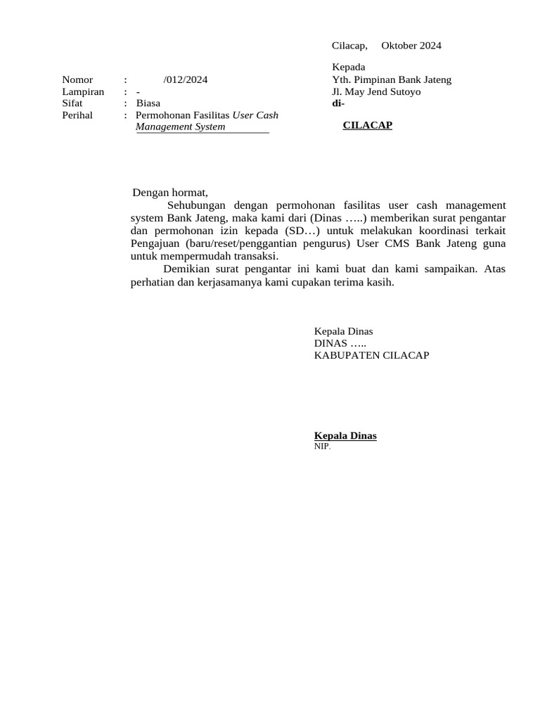 Lampiran PKS (Surat Pengantar, Form) | PDF
