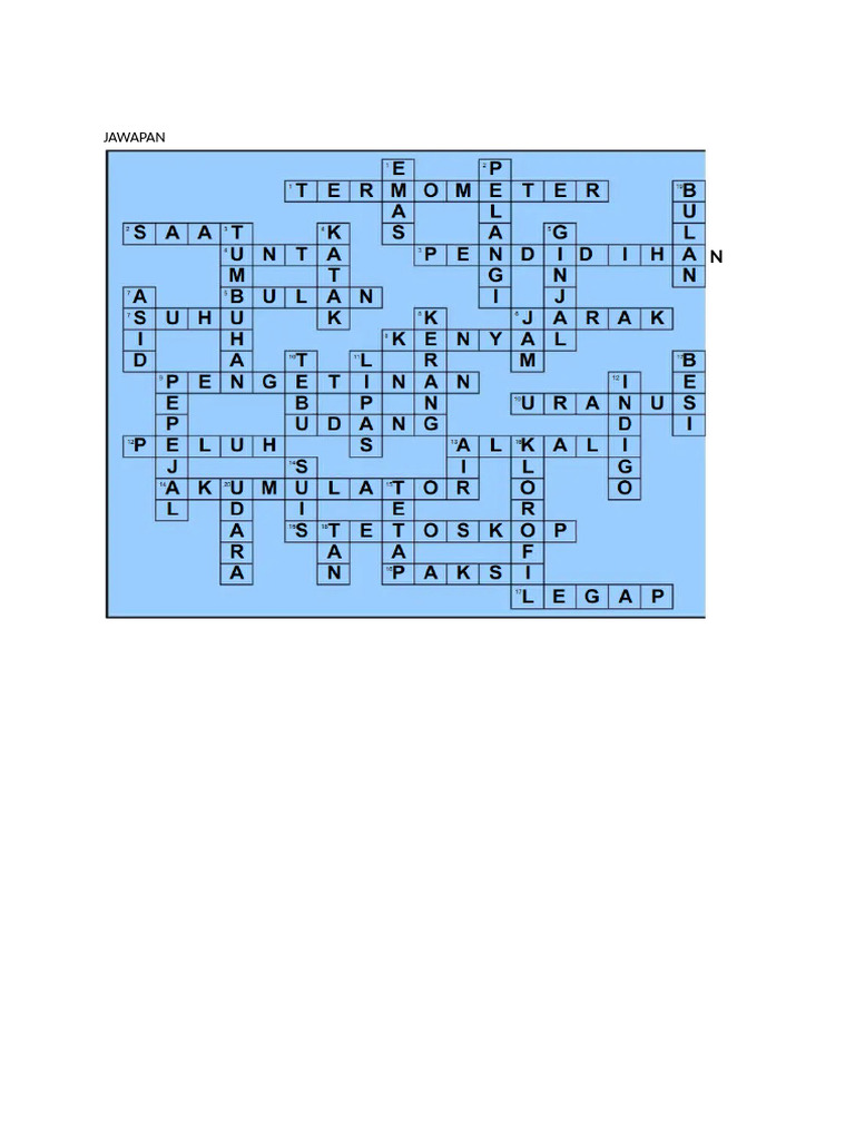 JAWAPAN Silang Kata Sains | PDF