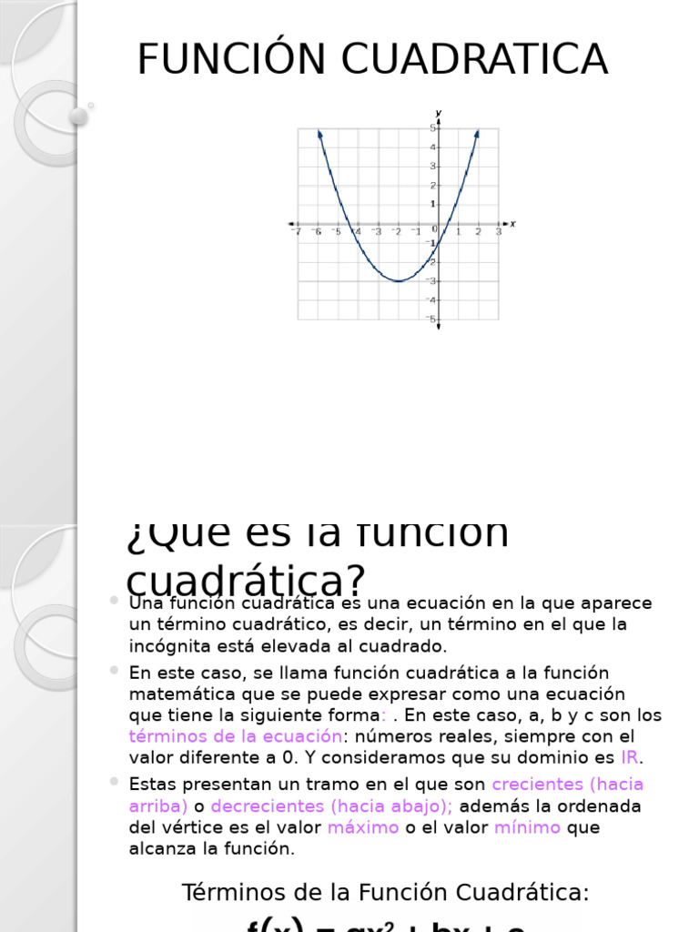 Función Cuadratica | PDF | Función (Matemáticas) | Análisis matemático