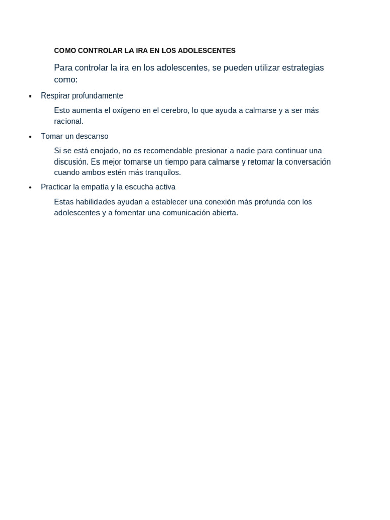 Como Controlar La Ira en Los Adolescentes | PDF