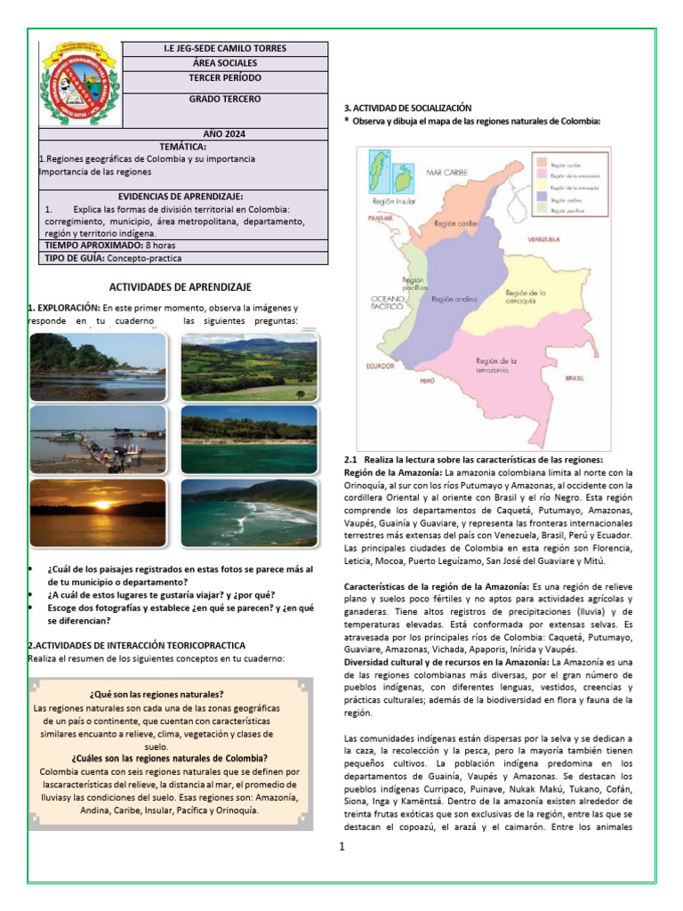 Regiones Geográficas de Colombia 2024 | PDF | Andes | Colombia
