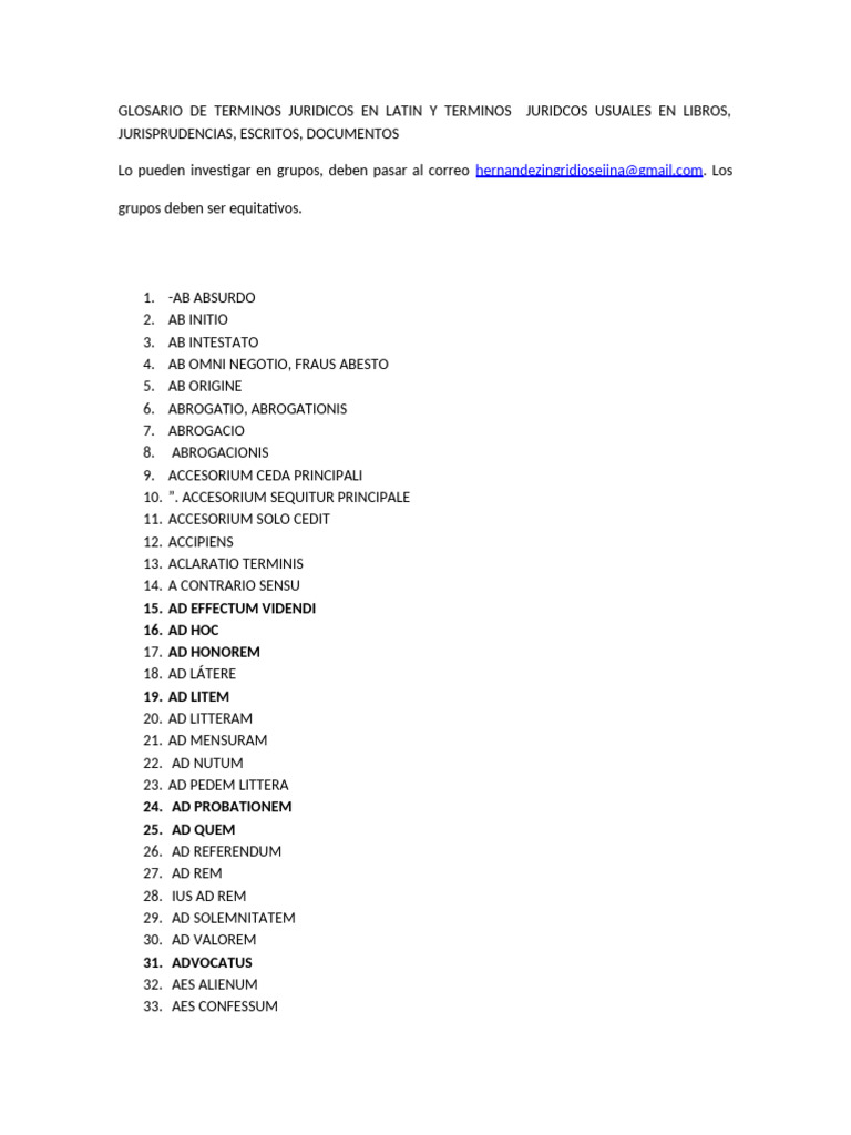 Glosario de Terminos Juridcos en Latin | PDF