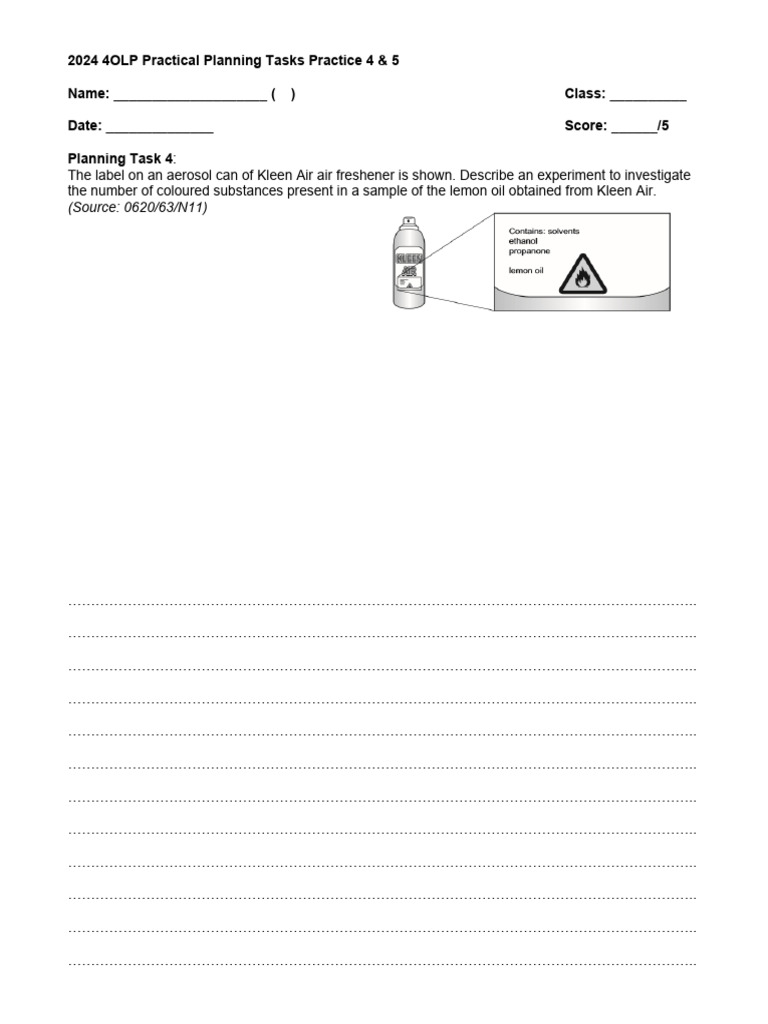 2024 4OLP Chemistry Planning Tasks 4 & 5 | PDF | Catalysis | Unit Processes