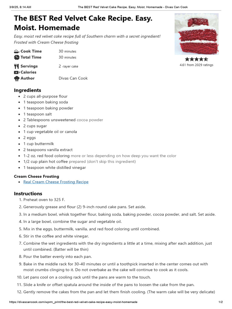 The BEST Red Velvet Cake Recipe. Easy. Moist. Homemade | PDF | Cakes ...