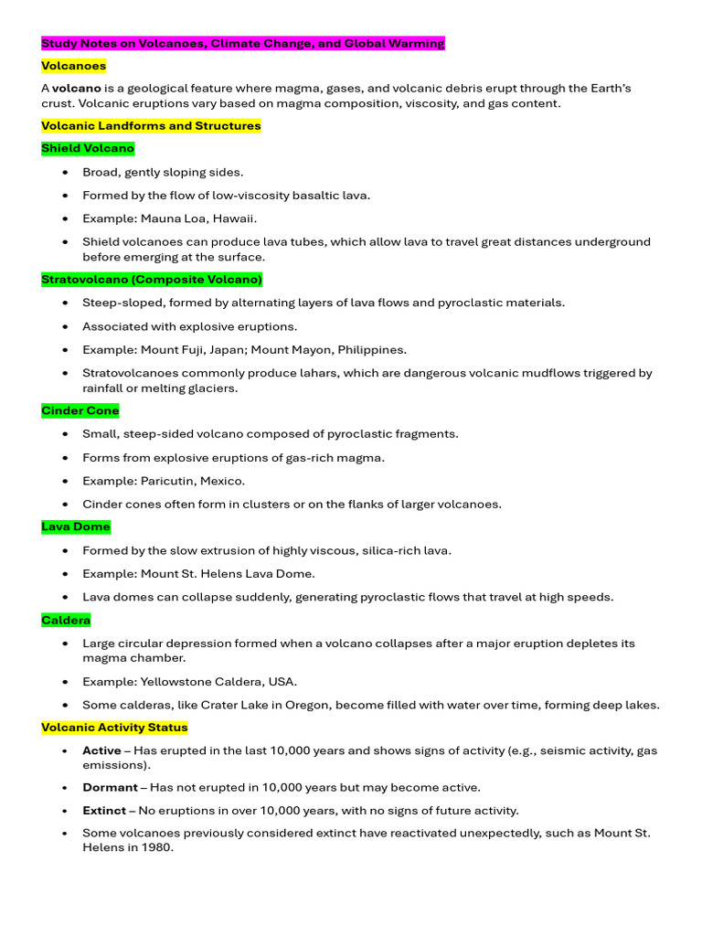 Study+Notes-+Science+9-+3rd+Quarter | PDF | Volcano | Lava
