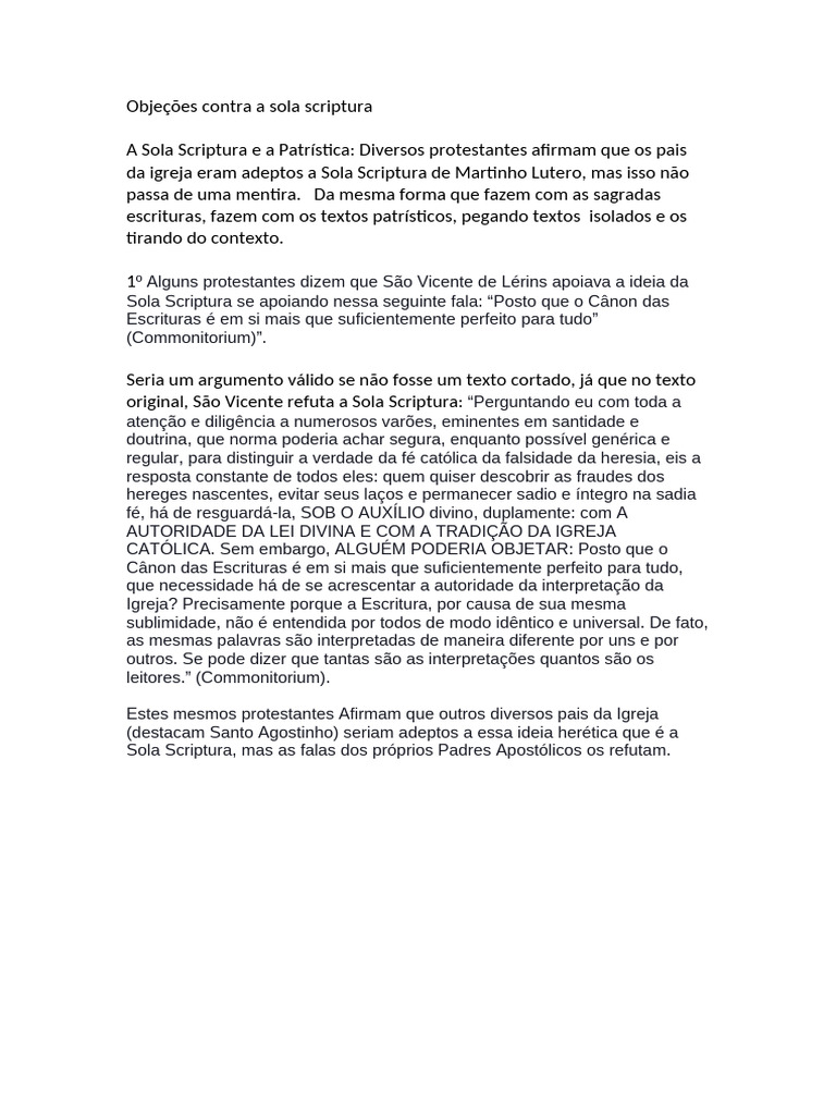 Refutando a Sola Scriptura na Patrística | PDF | Sola scriptura | Bíblia