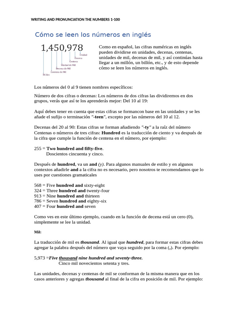 Cómo leer números y fechas en inglés | PDF | Idiomas del Reino Unido
