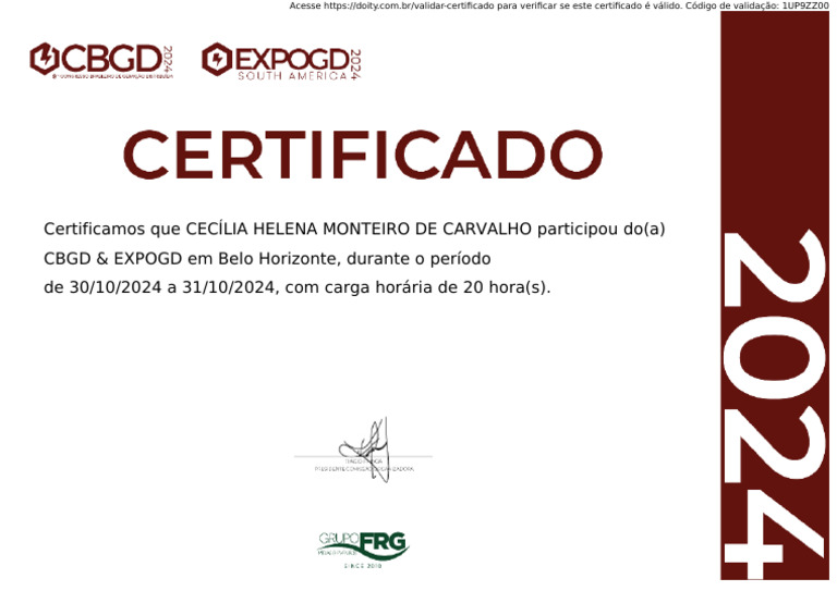Certificado de Participação em CBGD 2024 | PDF