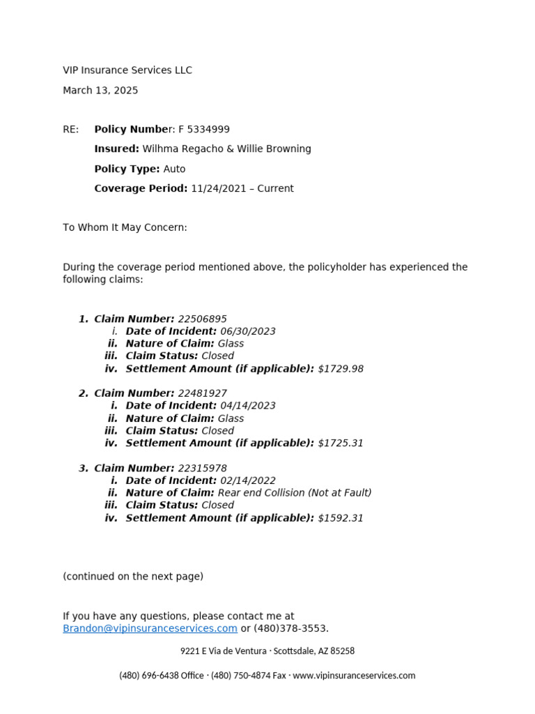 Auto Insurance Claims Summary Report | PDF