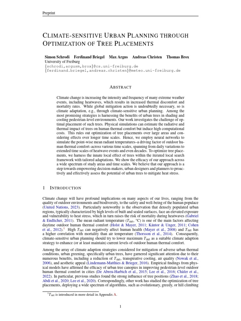 Optimizing Urban Tree Placement for Climate Adaptation | PDF ...