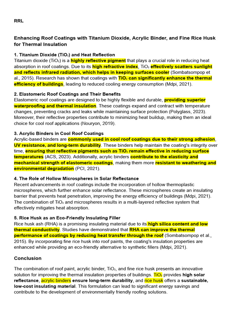 Titanium Dioxide Roof Coatings for Insulation | PDF | Paint | Titanium ...
