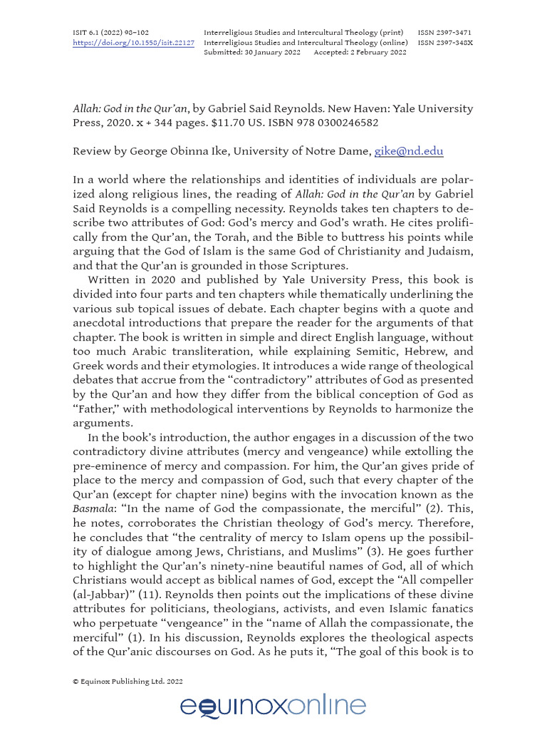 Allah God in The Qur An by Gabriel Said | PDF | Quran | Islam