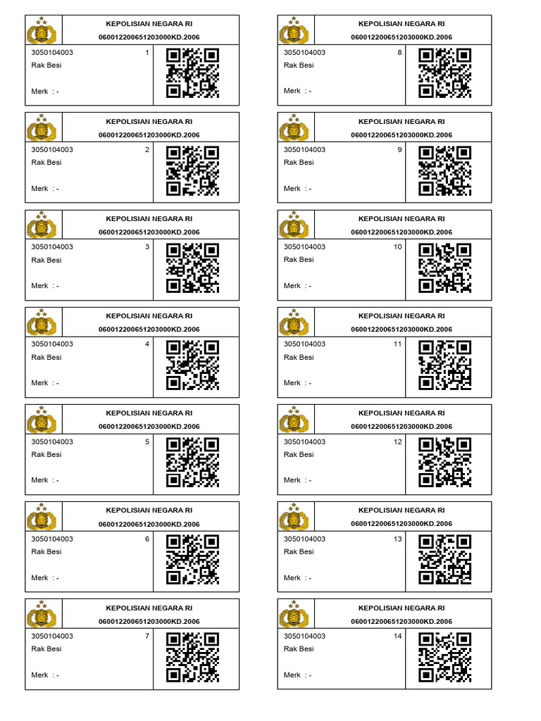 Label Rak Besi | PDF