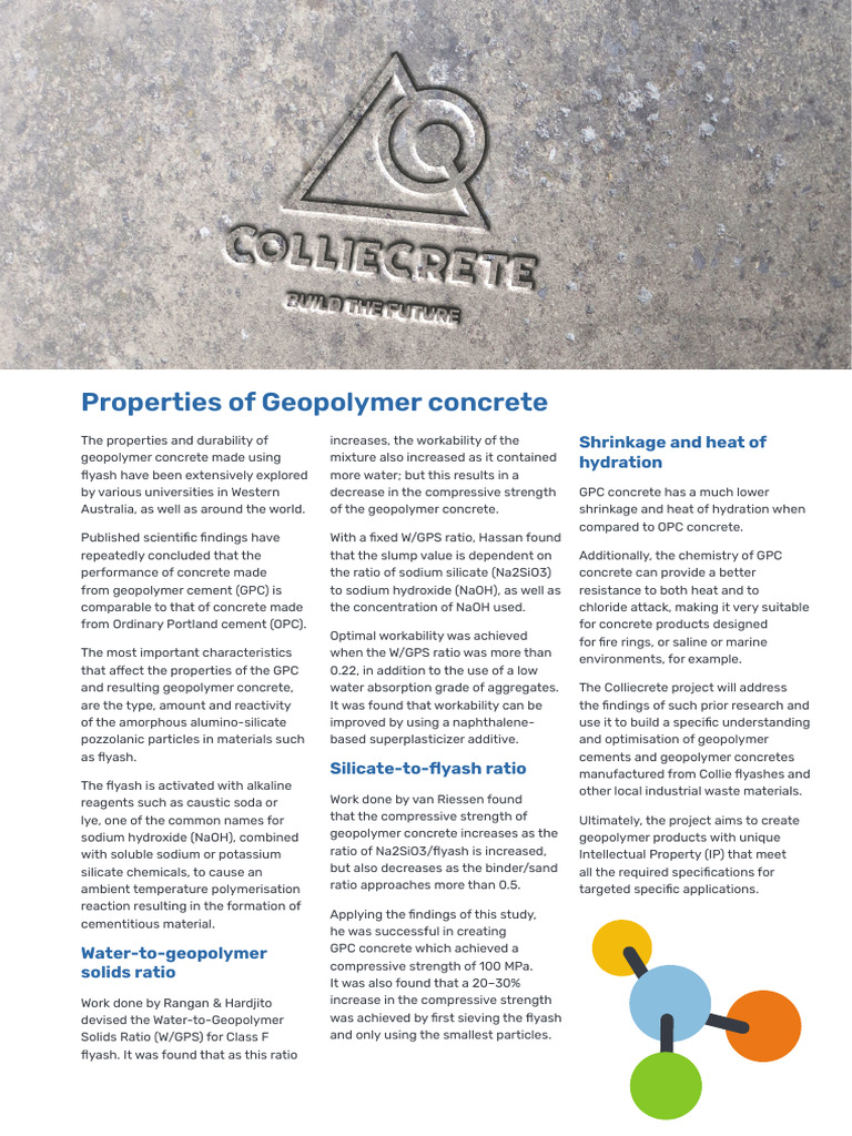 Geopolymer Concrete Properties and Standards | PDF | Concrete | Sodium ...