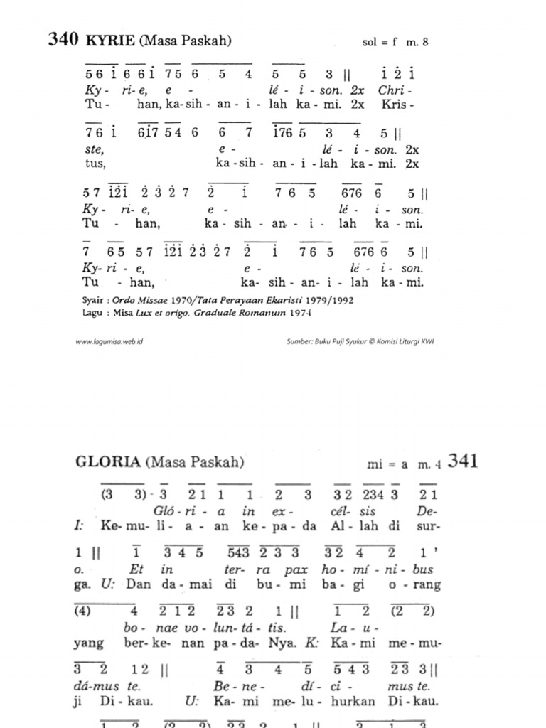 PS 340-341 Kyrie Gloria (Paskah) | PDF