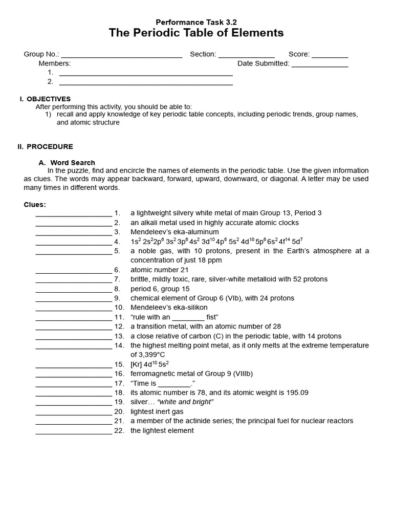PeTa-3 2 | PDF | Chemical Elements | Periodic Table