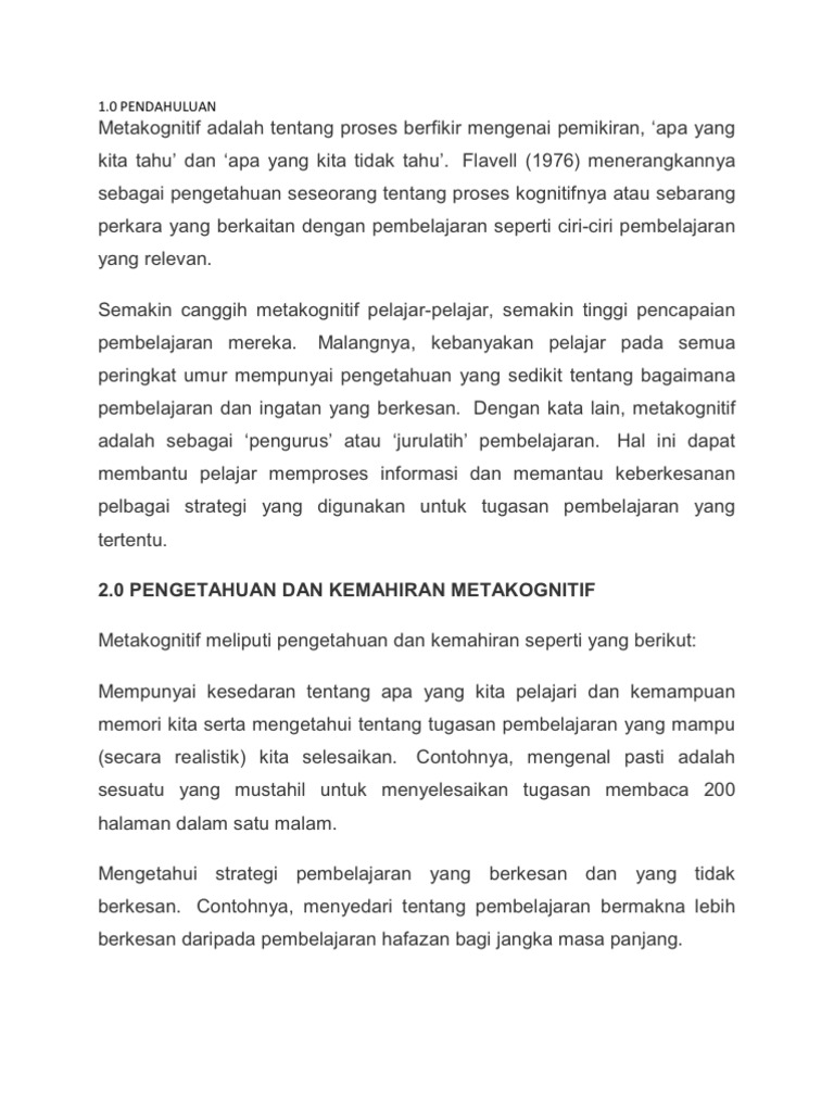 Definisi Metakognitif Pdf