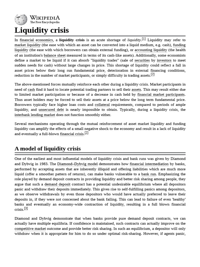 Understanding Liquidity Crises | PDF | Financial Services | Monetary ...