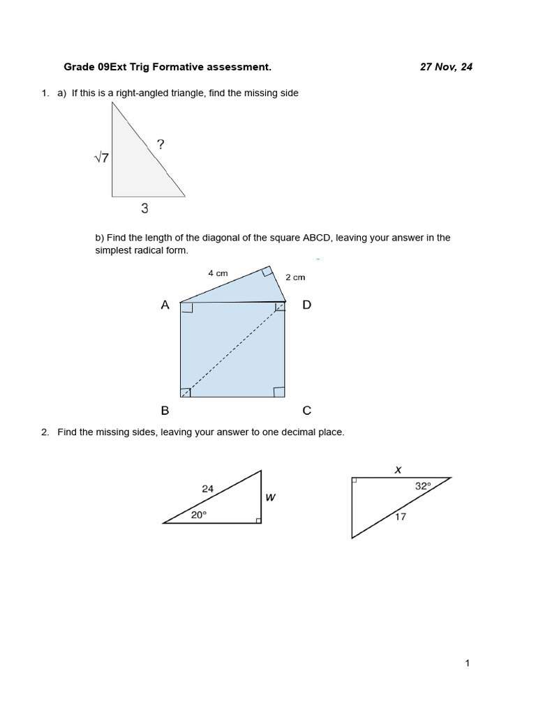 Use This As A Review Ma 09ext - Trig Formative | PDF