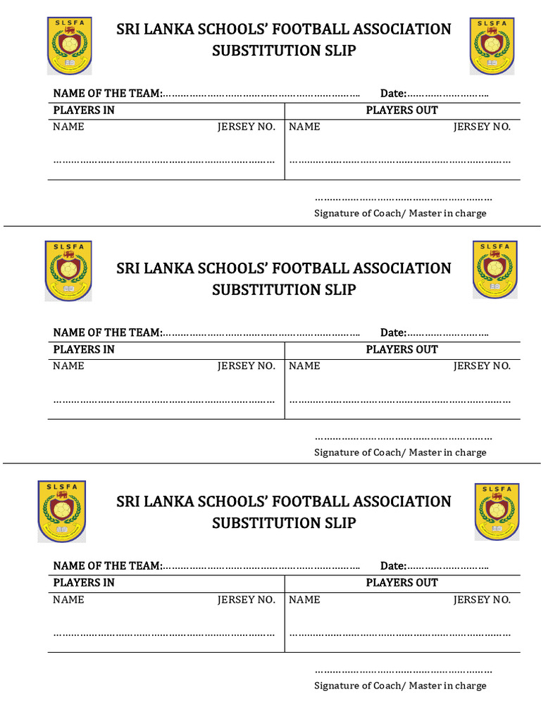 Substitution Slip 1 | PDF