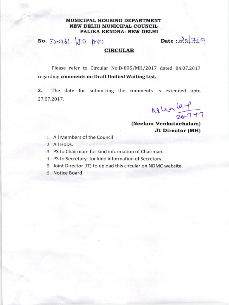 NDMC Unified Waiting List Comments Extension | PDF