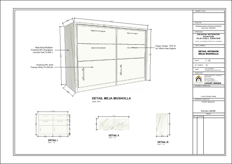Detail Meja Musholla PLN Call Center | PDF