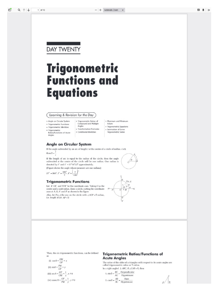 20 Maths Trigono | PDF