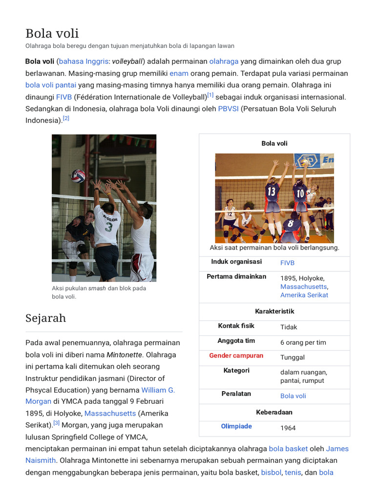 Sejarah dan Aturan Bola Voli | PDF