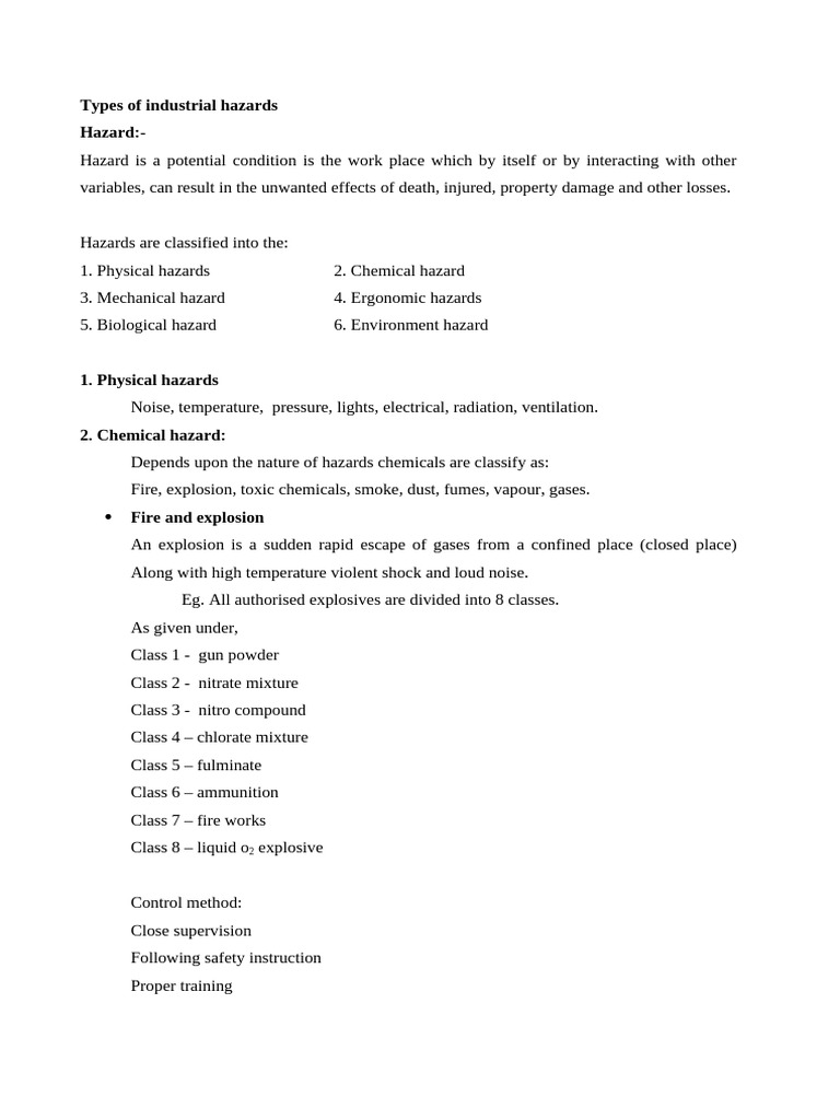 Industrial Hazard Types and Control Methods | PDF | Risk | Hazards