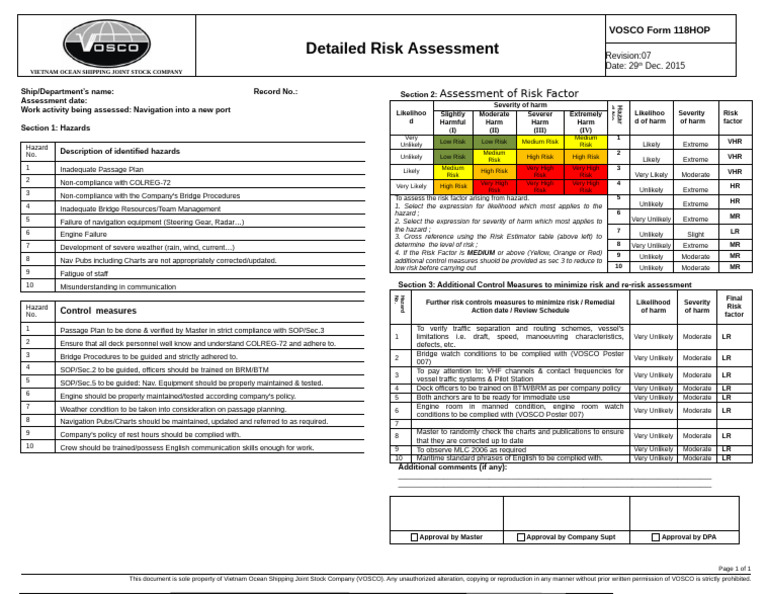 Navigation Risk Assessment for Vessels | PDF | Risk | Hazards
