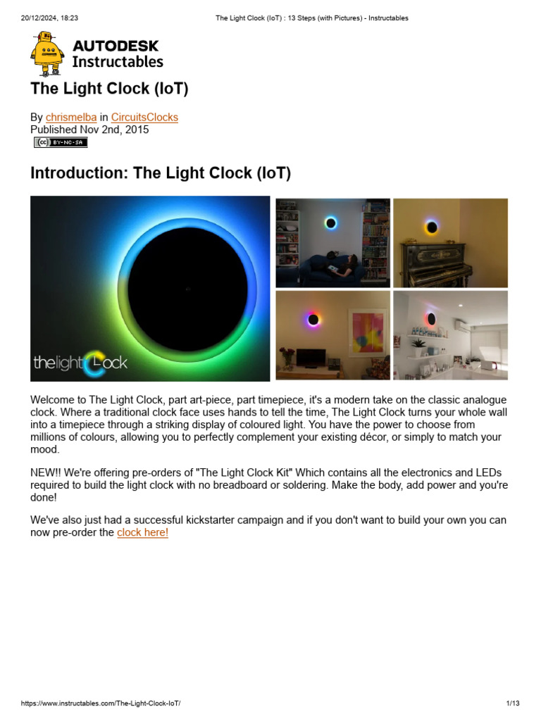 IoT Light Clock: Build Your Own | PDF | Arduino | Clock